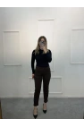 Profit Likralı Yan Leopar Taşlı Mom Jean