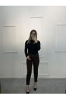 Profit Likralı Yan Leopar Taşlı Mom Jean