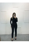 Profit Likralı Yan Leopar Taşlı Mom Jean