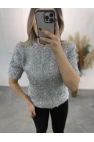 Simli Angora Kısa Kol Kazak