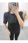 Simli Angora Kısa Kol Kazak