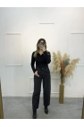 Skater Taşlı Likrasız Mom Jean