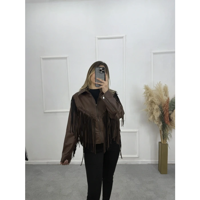 Federol Püsküllü Tasarım Deri Ceket