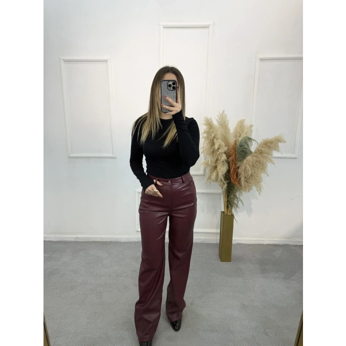 Zra Palazzo Kesim Deri Pantolon