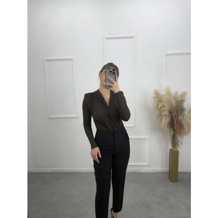 Zra Bodysuit Taşlı Bluz