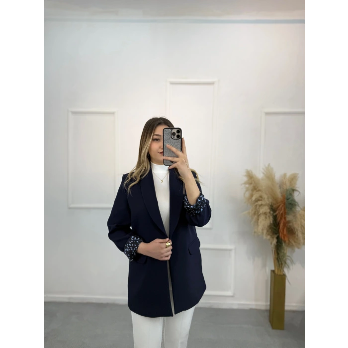 Şal Yaka Leopar Astarlı Blazer Ceket