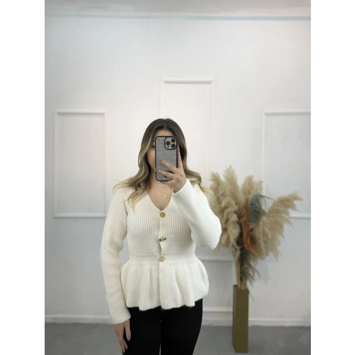 Wamble Gold Düğmeli Pileli Hırka