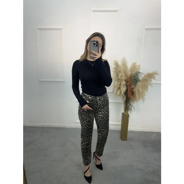 Zra Boy Fİt Likralı Leopar Jean