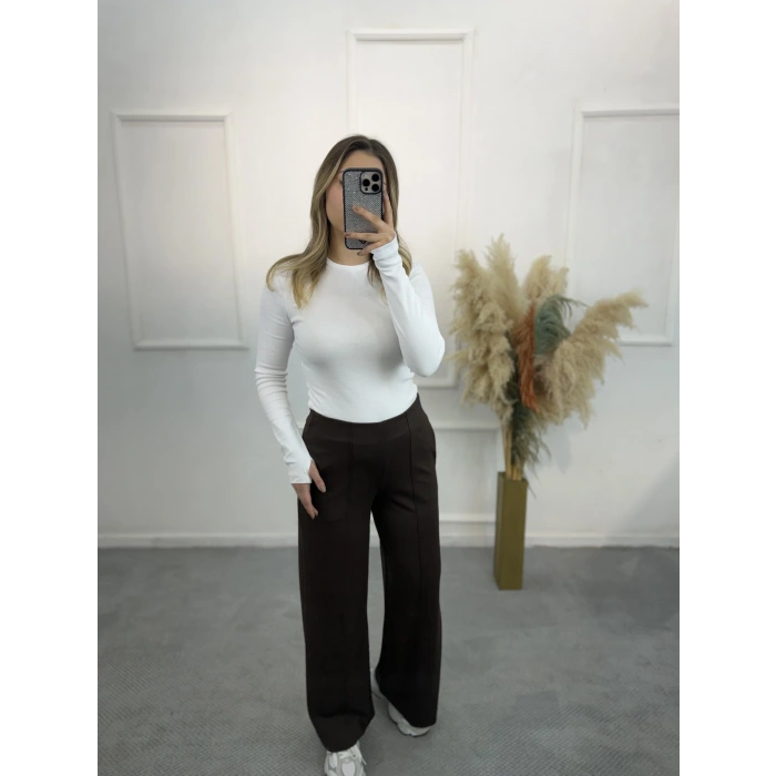 Maniys Önü Çımalı Pensli Bol Paça Pantolon