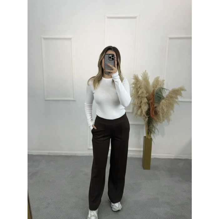 Maniys Önü Çımalı Pensli Bol Paça Pantolon