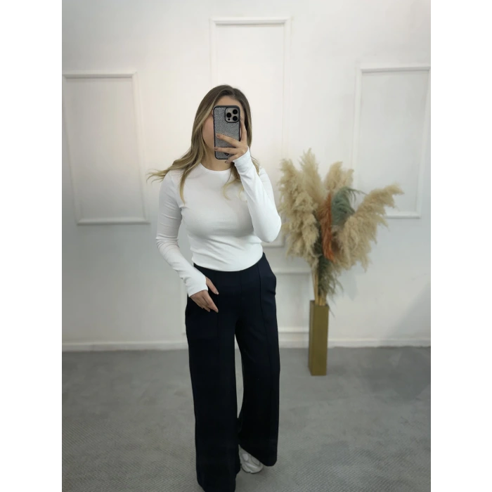 Maniys Önü Çımalı Pensli Bol Paça Pantolon