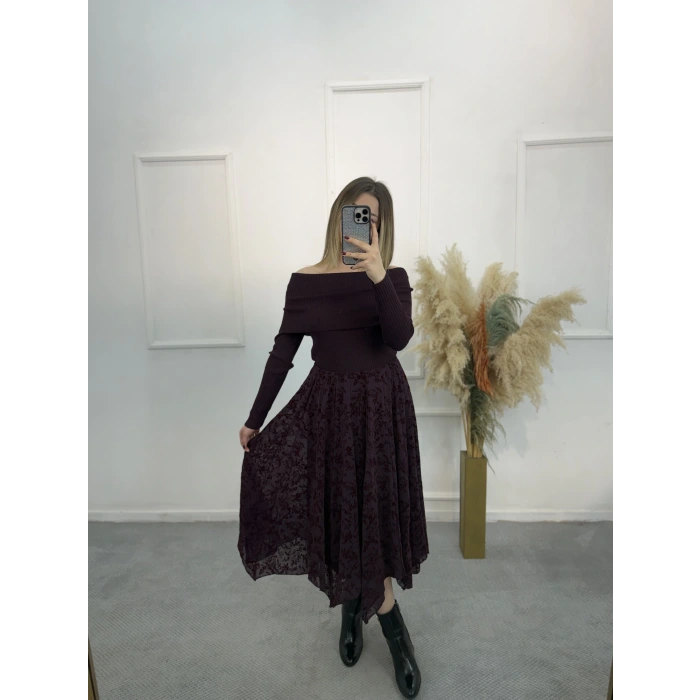 Zirov Dal Desenli Asimetrik Etek