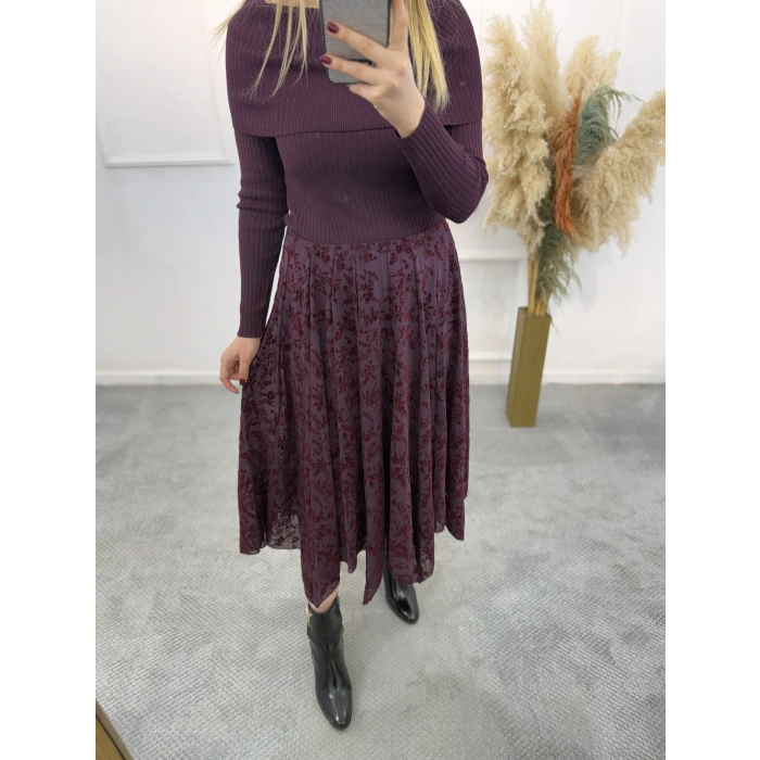 Zirov Dal Desenli Asimetrik Etek