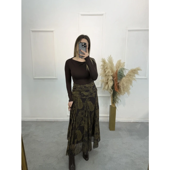 Zra Model Desenli Şifon Etek