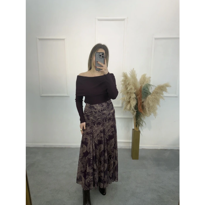 Zra Model Desenli Şifon Etek