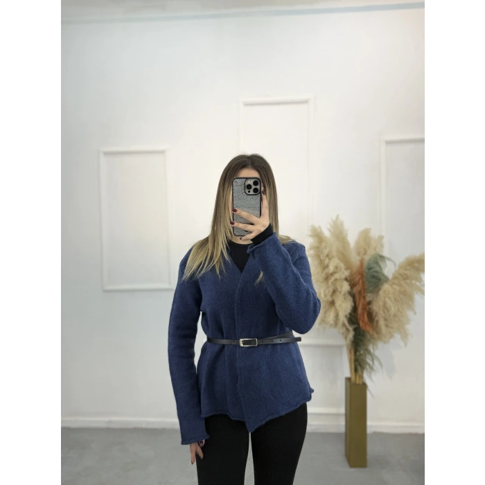 Agela Deri Kemerli Triko Hırka