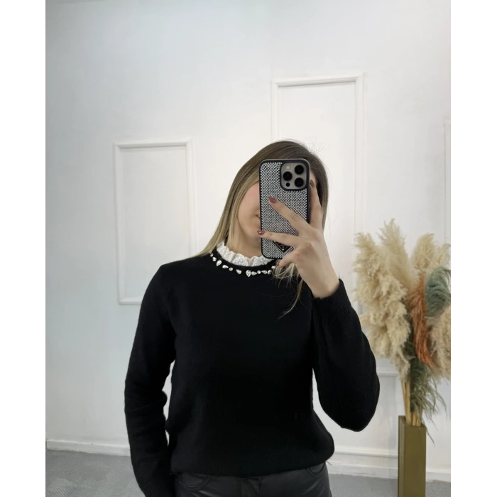 Zugz Yaka Taş Ve Güpürlü Kazak