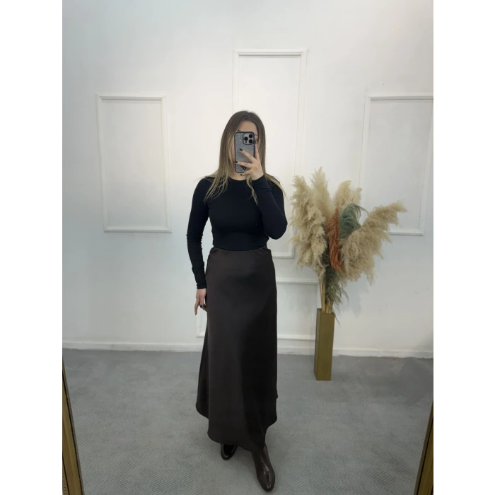 Leisa Pamuk Saten Düz Etek