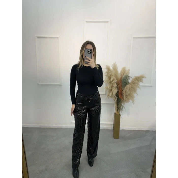 Pul Payetli Bol Kesim Pantolon