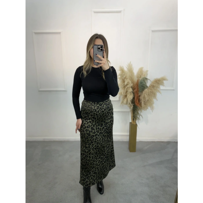 Pian Leopar Desen Saten Etek