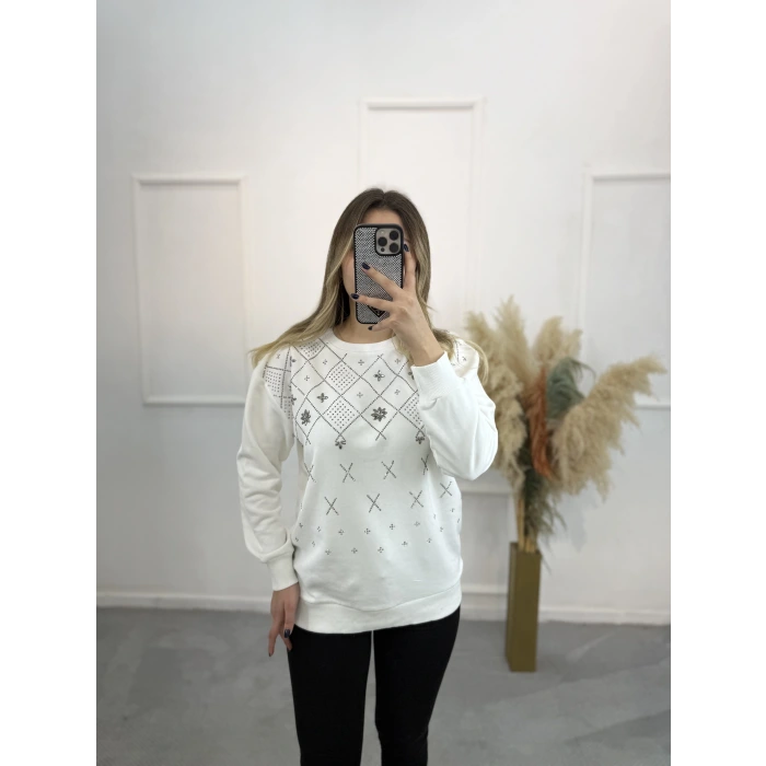 Klara Etnik Taş Detaylı Sweatshirt
