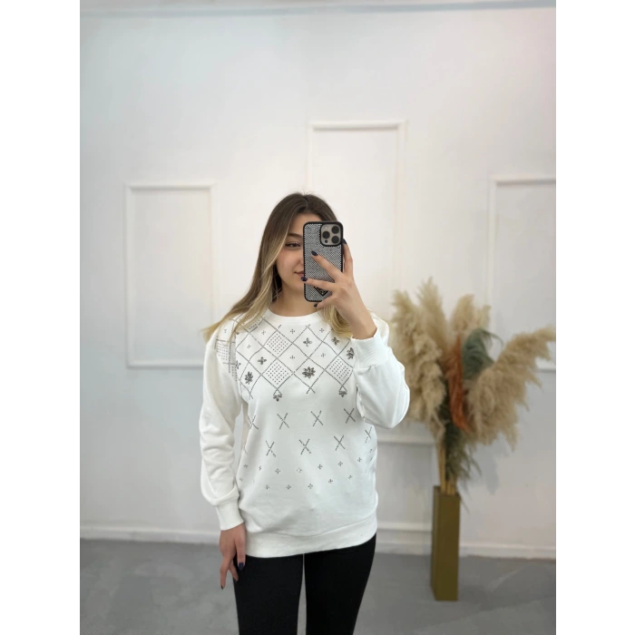 Klara Etnik Taş Detaylı Sweatshirt