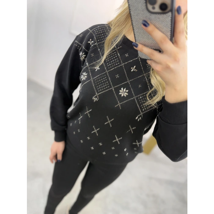 Klara Etnik Taş Detaylı Sweatshirt