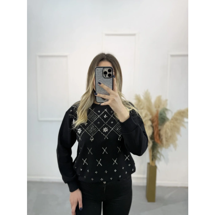 Klara Etnik Taş Detaylı Sweatshirt