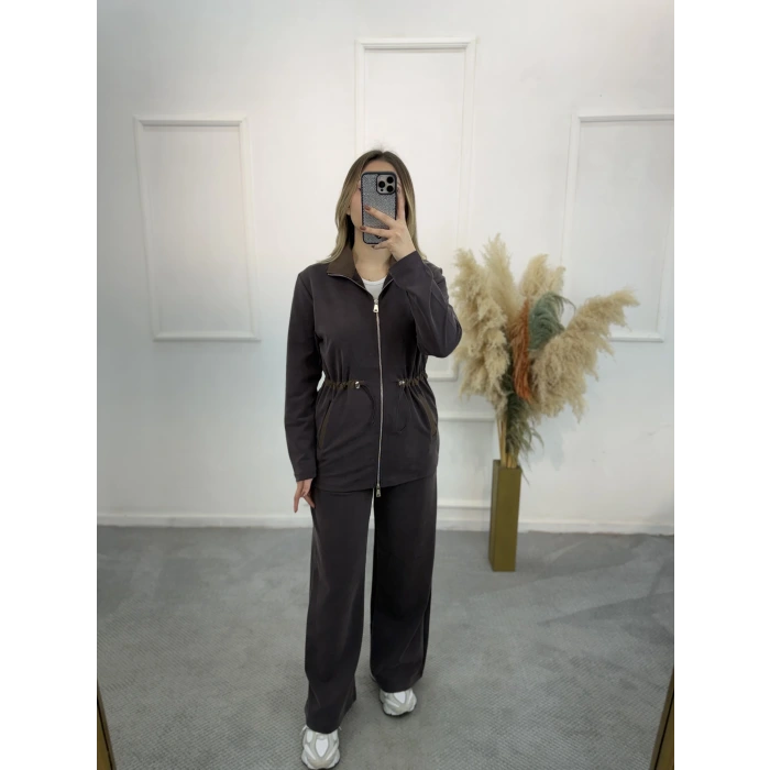 Arka Kapitone Detaylı Çift Fermuarlı İkili Takım