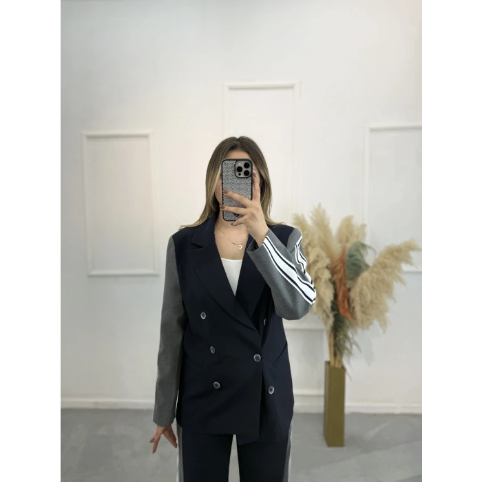 Alba Şerit Detaylı Tasarım Blazer İkili Takım