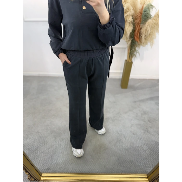 Gisa Dik Yaka Düğme Detaylı Modal İkili Takım