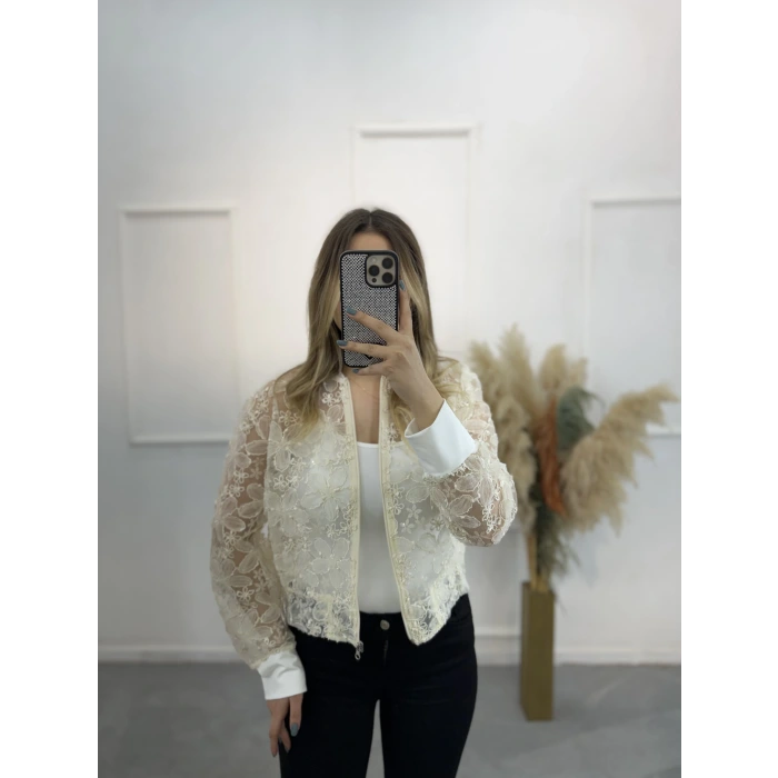 Dantel Güpürlü Bomber Ceket