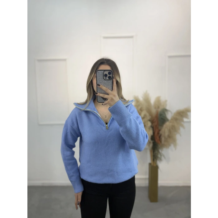 Boğaz Fermuarlı Kazak