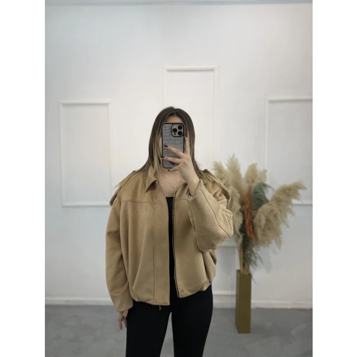 Bekzi Pileli Süet Mont