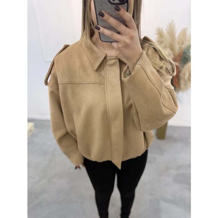 Bekzi Pileli Süet Mont