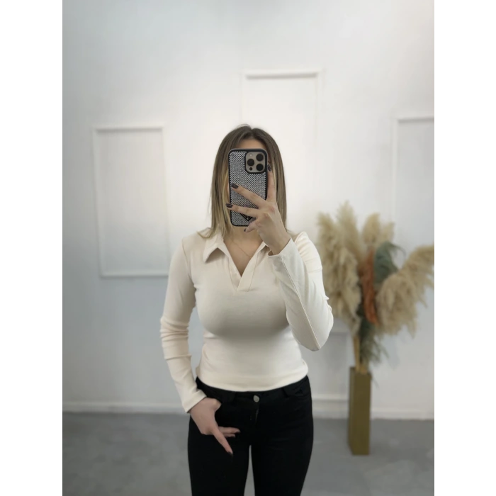 Sirok Polo Yaka Uzun Kol Tişort