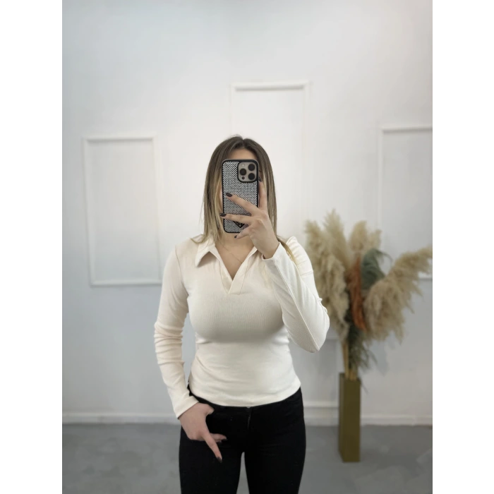 Sirok Polo Yaka Uzun Kol Tişort