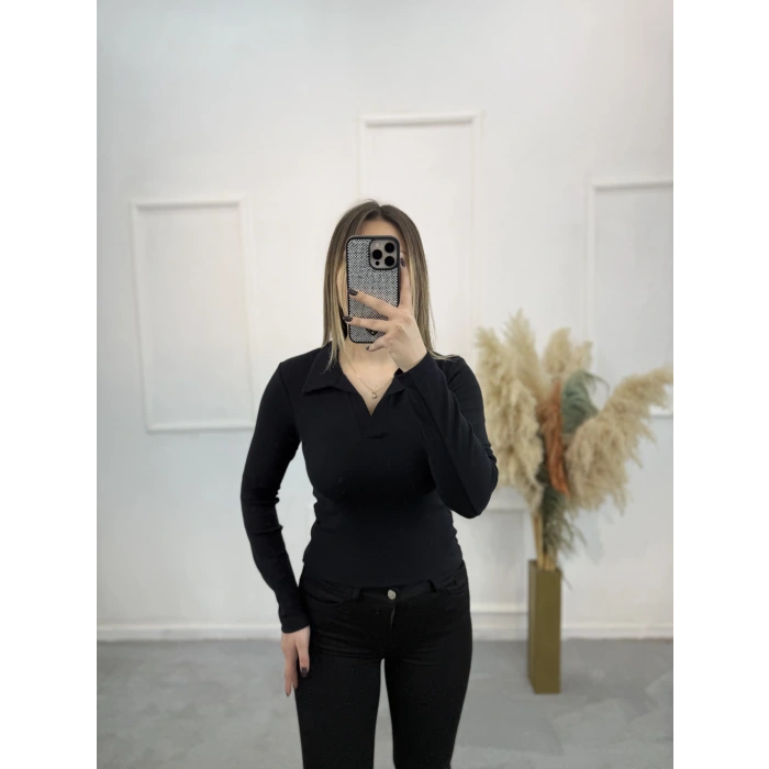 Sirok Polo Yaka Uzun Kol Tişort