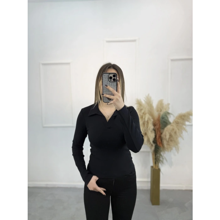 Sirok Polo Yaka Uzun Kol Tişort