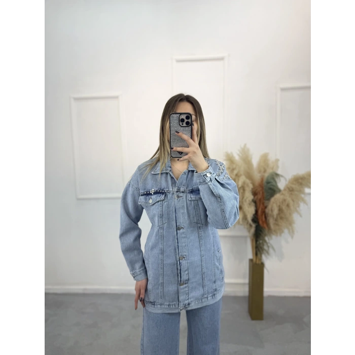 Bliss Yağmur Taşlı Denim İkili Takım