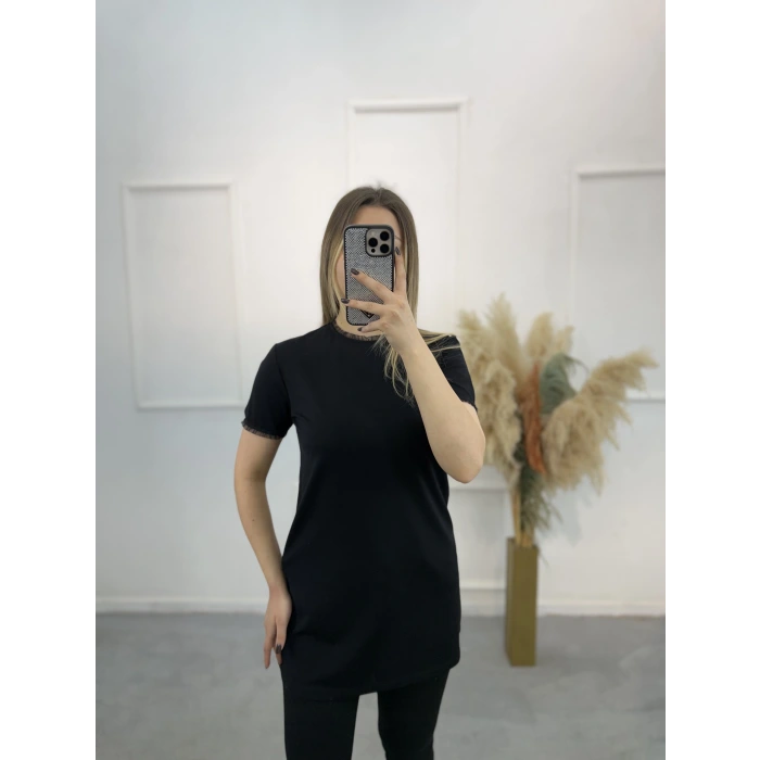 Solid Yaka Ve Kol Organize Detaylı Uzum İçlik