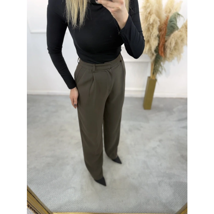 Perry Cep Detaylı Palazzo Kumaş Pantolon