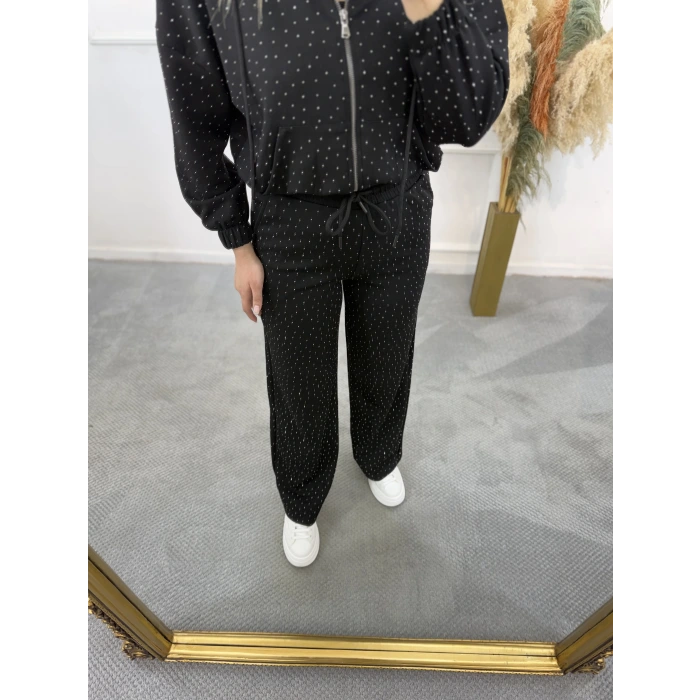 Dökme Taşlı Fermuarlı İkili Takım