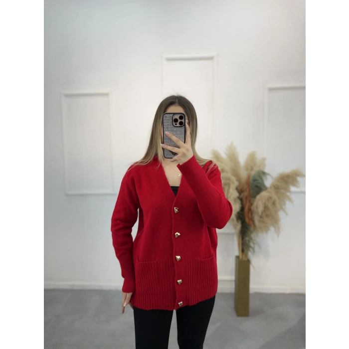 Pesy Gold Düğme Detaylı Hırka