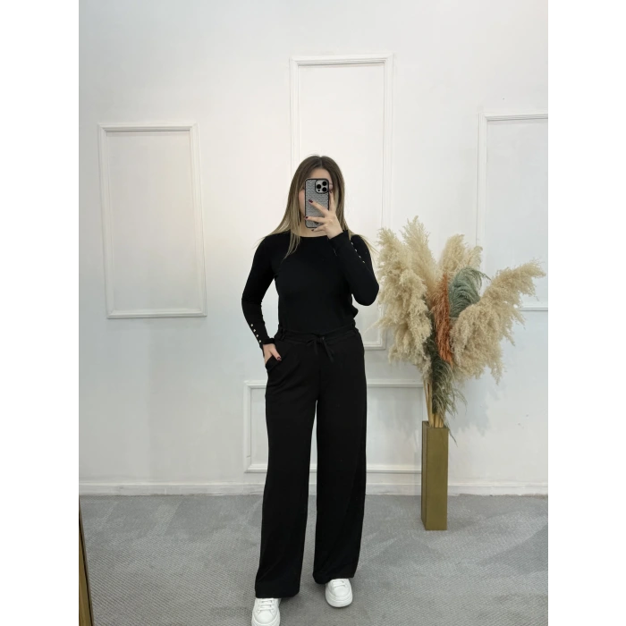 Fermuarlı İpli Modal Pantolon