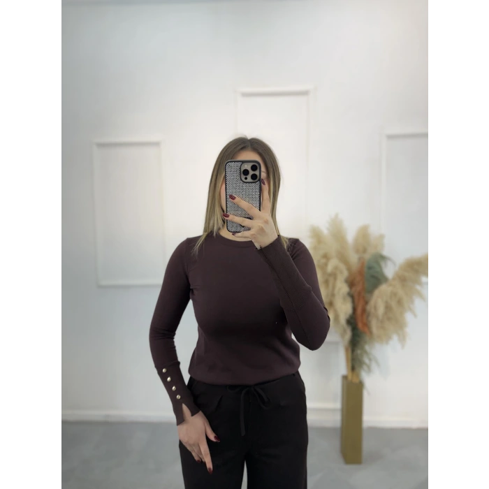 Merserize Gold Düğmeli Bluz