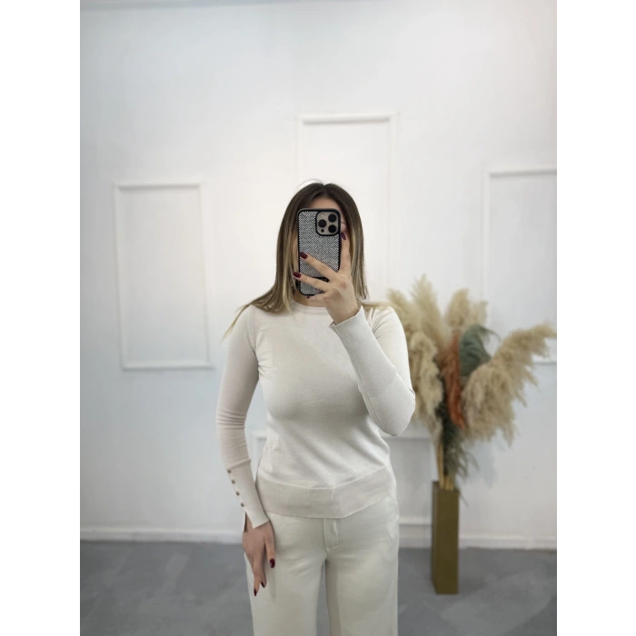 Merserize Gold Düğmeli Bluz