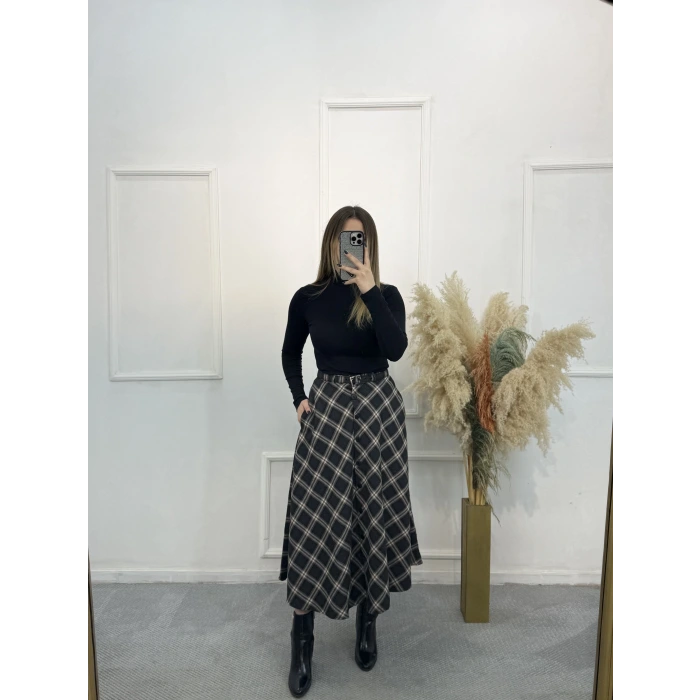 Valeri Düğme Detaylı Vintage Etek