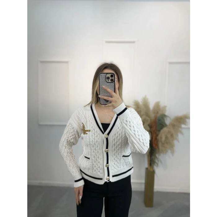 Alless Bymn Taşlı Kuş Detaylı Hırka