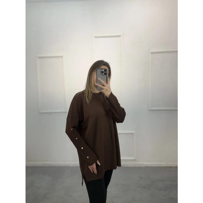 Lozi Kol Düğmeli Merserize Tunik